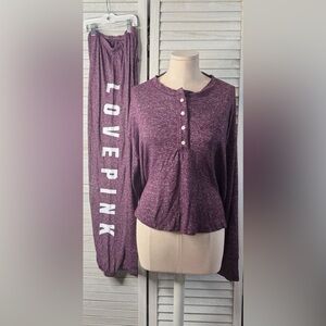 Pink By VS Lounge Set. Size Small. Excellent Condition. Maroon Heathered